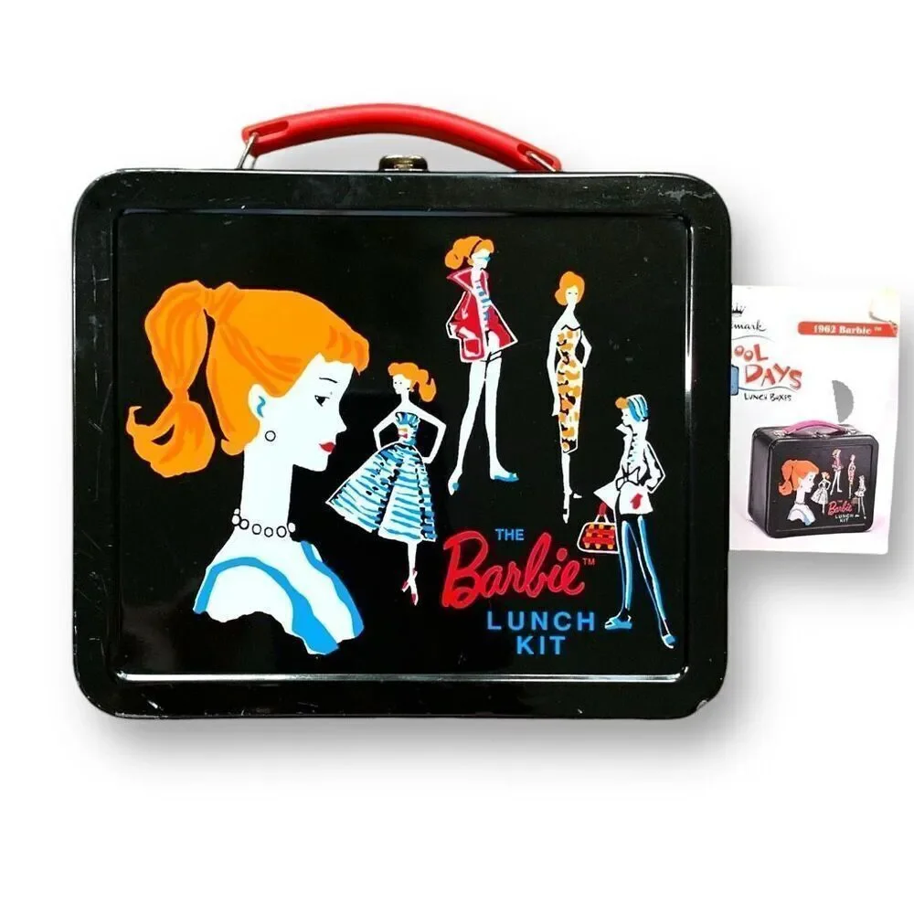 Vintage 90s Barbie X Hallmark Black‎ Lunch Kit Metal Red Handle Limited Edition